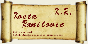 Kosta Ranilović vizit kartica
